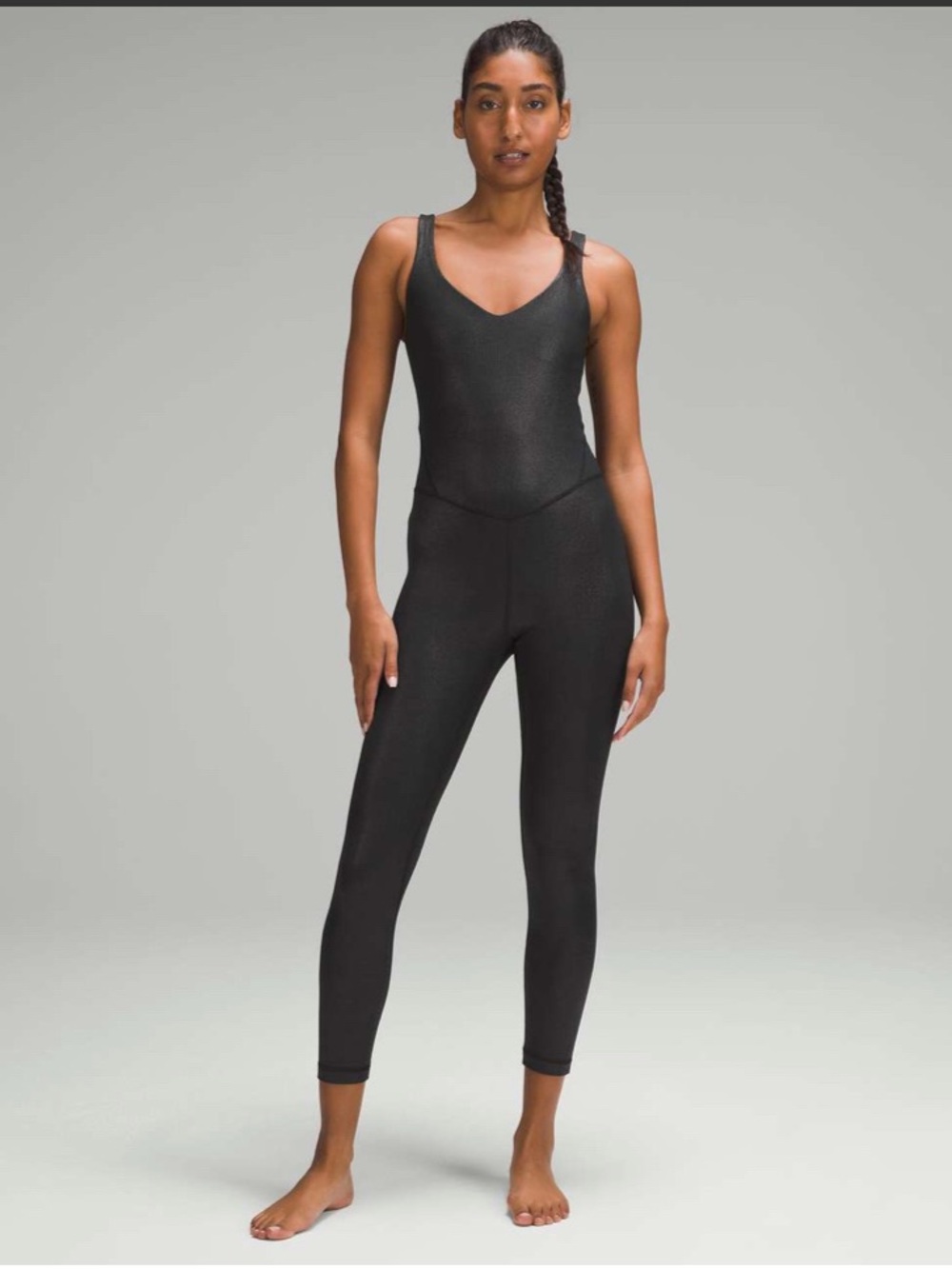 Lululemon Align Ribbed Bodysuit 25" *Shine Black Foil Size 12